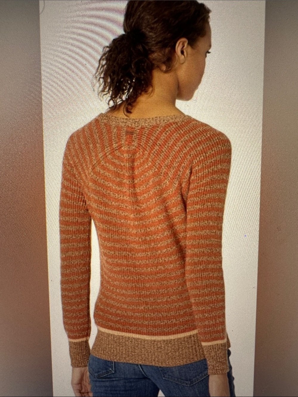 Prana Rust and Tan Striped Gadie Sweater